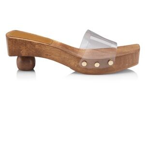 Cult Gaia Transparent and Wooden Mules